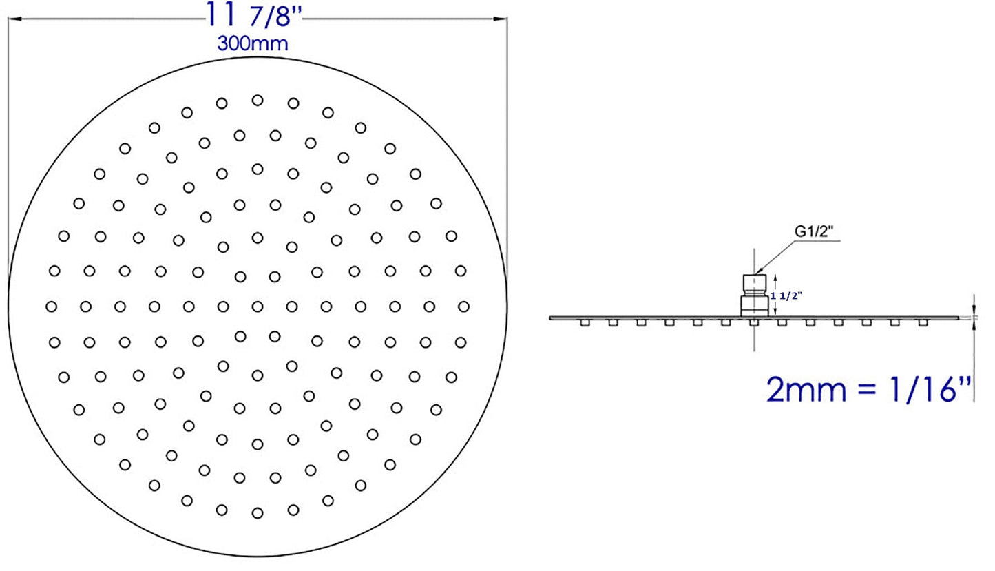 ALFI brand RAIN12R 12" Round Ultra-Thin Rain Shower Head