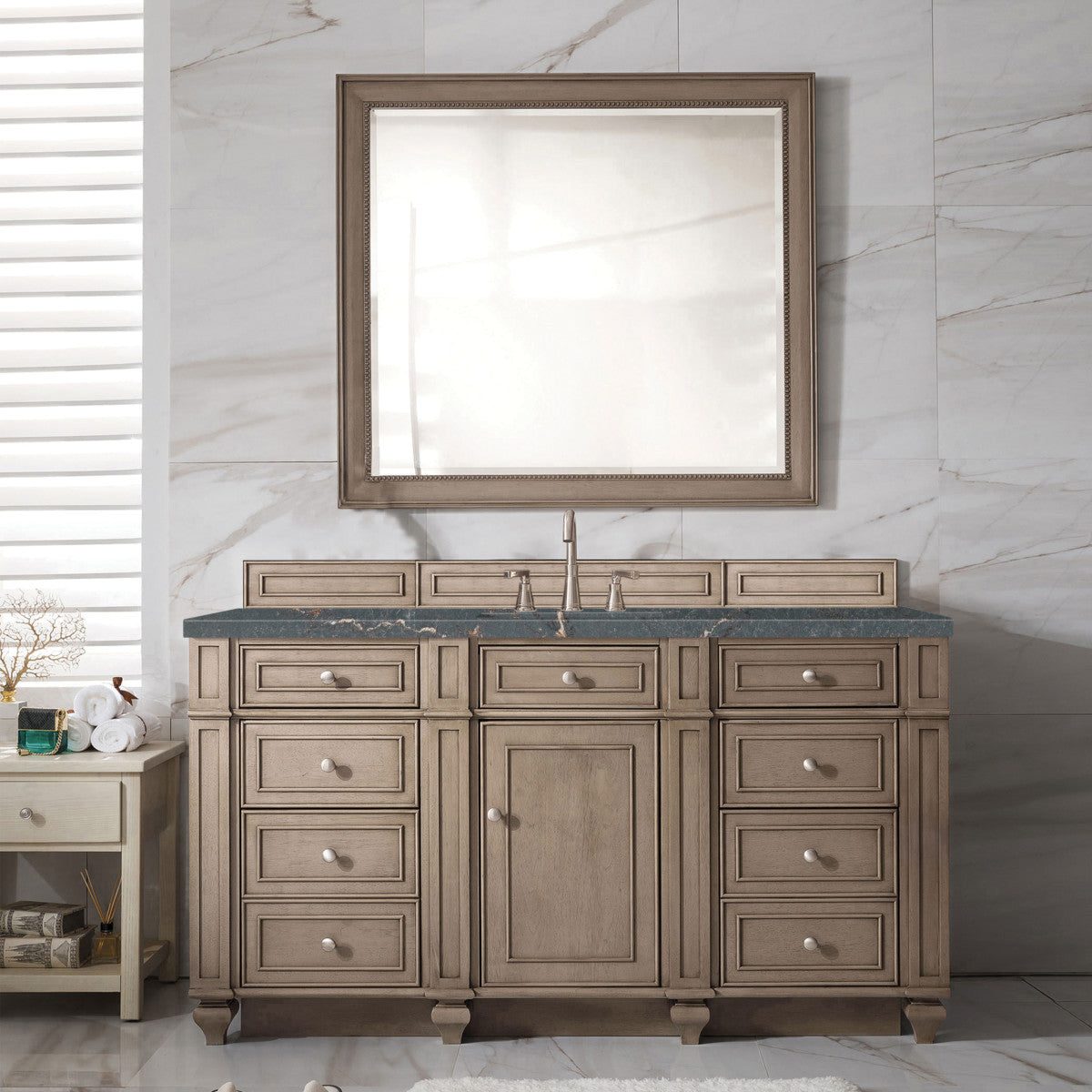 Bristol 60" Single Vanity Cabinet, Bright White