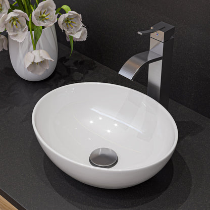 ALFI brand  ABC913 White 16" Egg Shape Above Mount Ceramic Sink