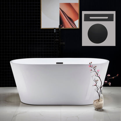 WOODBRIDGE 59" Acrylic Freestanding Bathtub Contemporary Soaking Tub