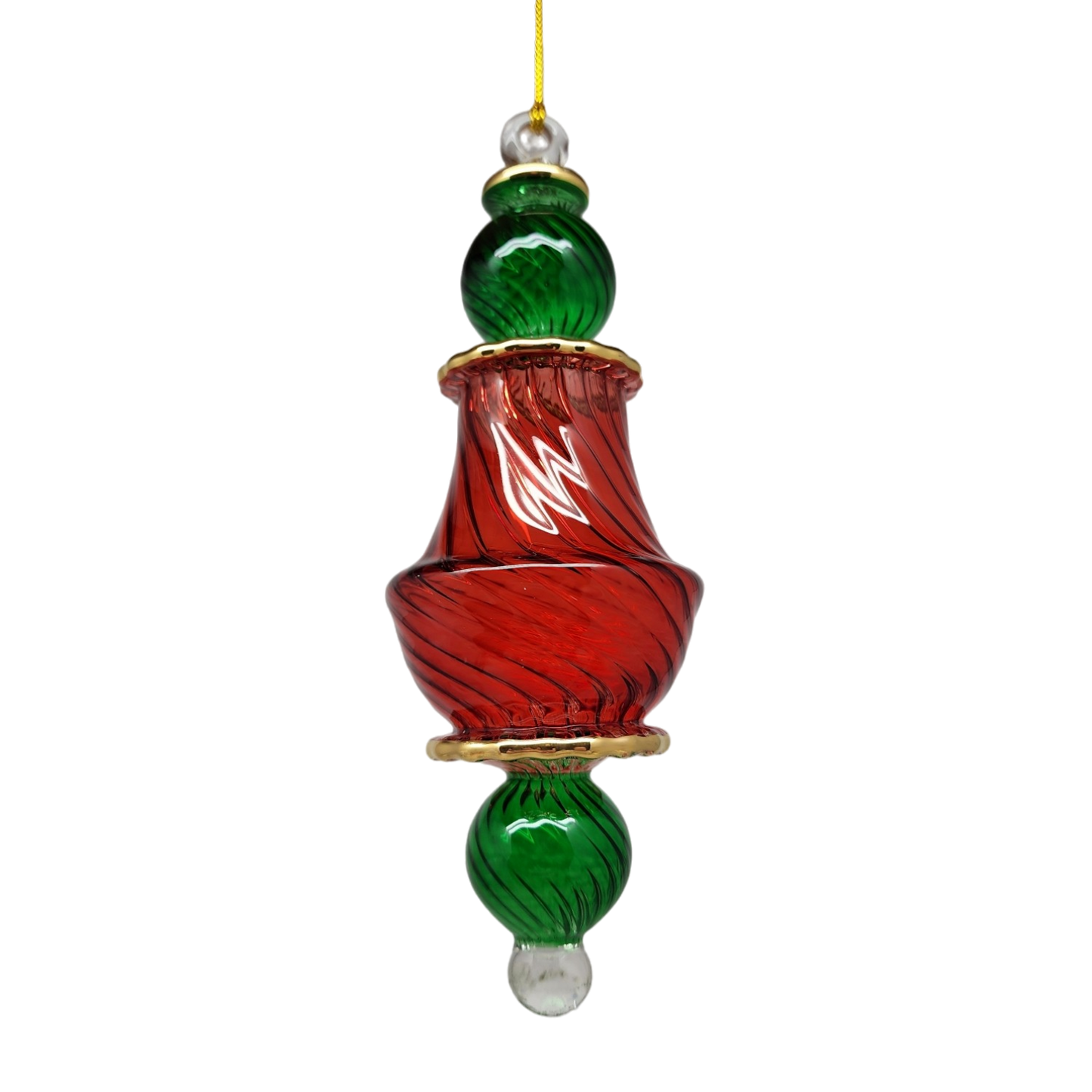 Egyptian Glass Two Tone Scalloped Vase Ornament
