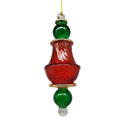 Egyptian Glass Two Tone Scalloped Vase Ornament