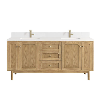 Laurent 72" Double Vanity Cabinet, Light Natural Oak