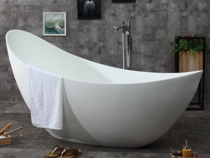 ALFI brand  AB9951 73" White Solid Surface Smooth Resin Soaking Slipper Bathtub