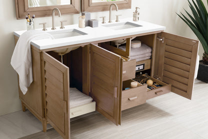 Portland 60" Double Vanity Cabinet, Whitewashed Walnut