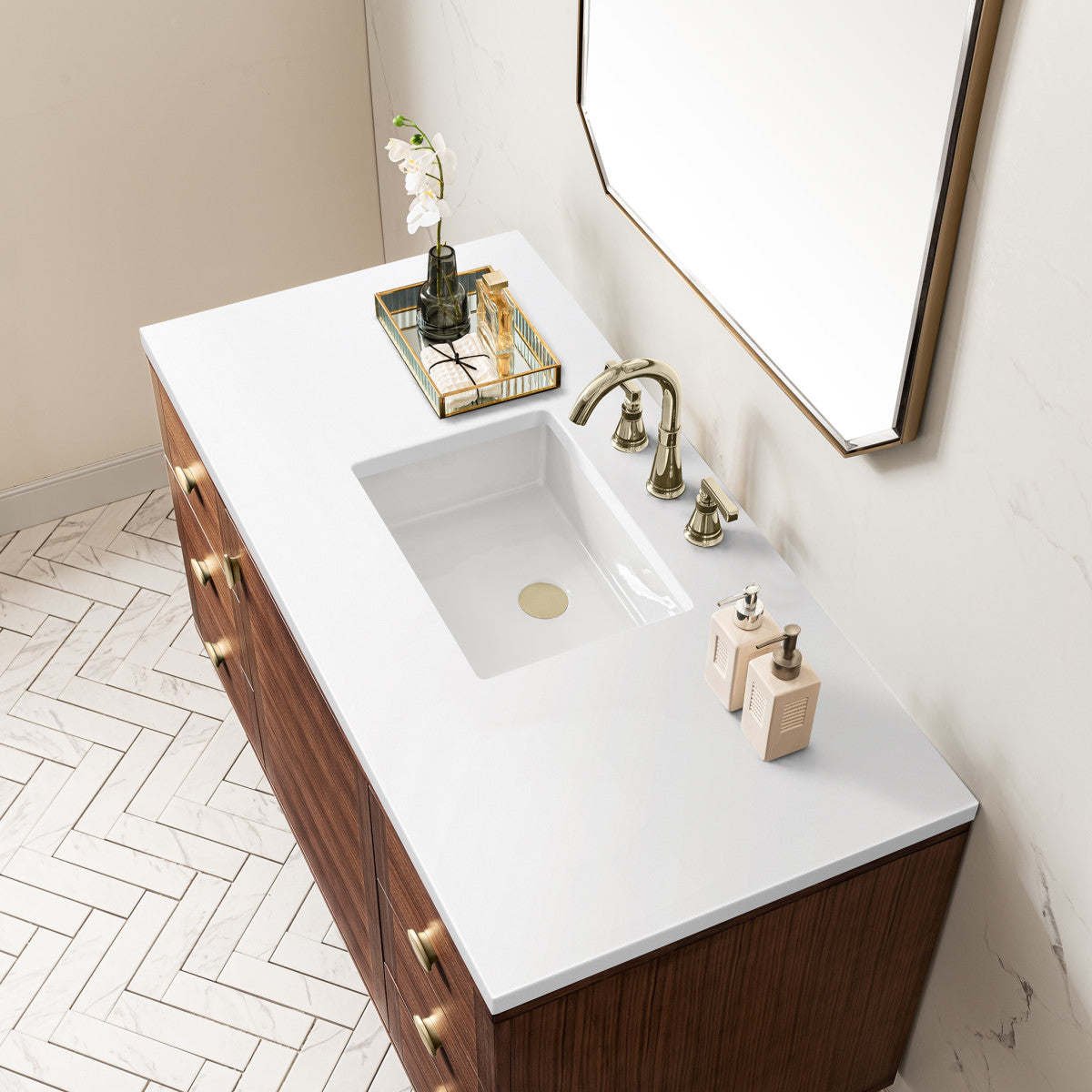 Amberly 48" Single Vanity Cabinet, Mid-Century Walnut
