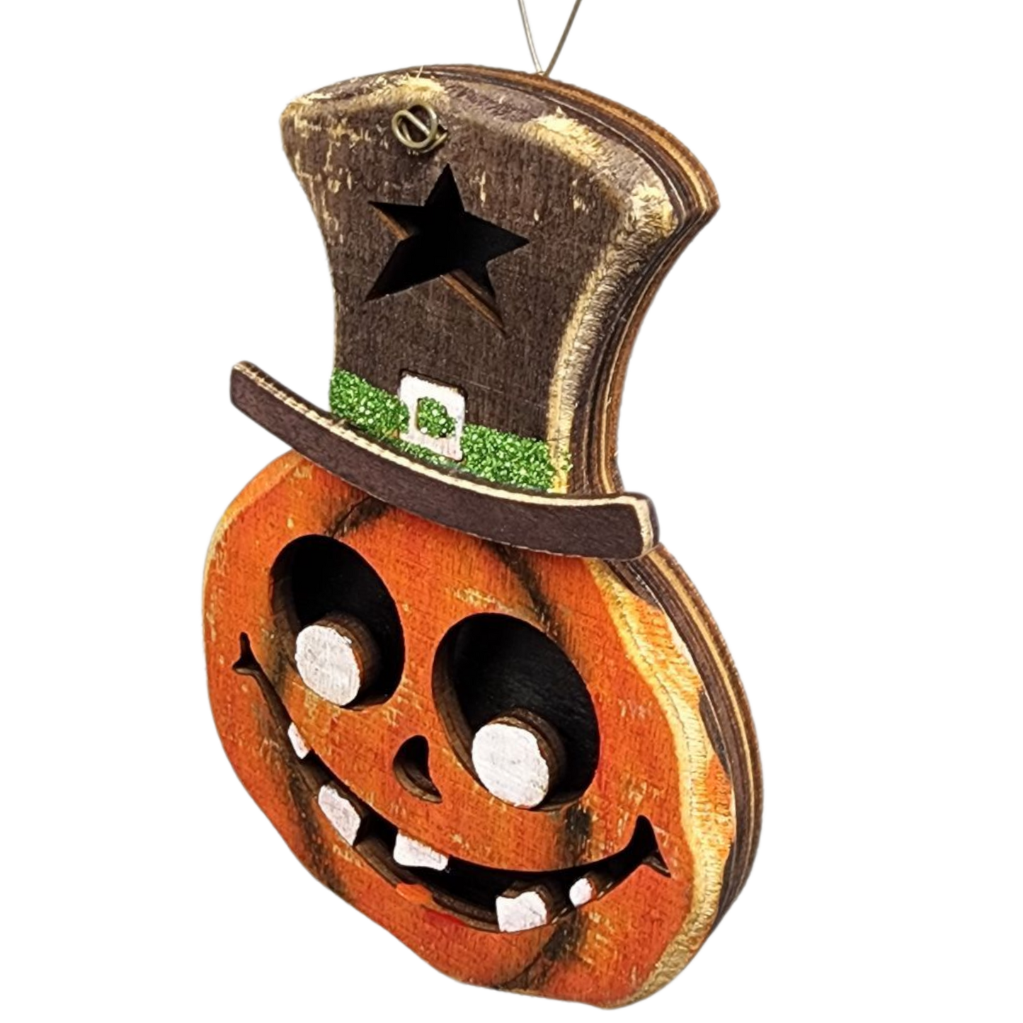 Cheerful Pumpkin Top Hat Ornament