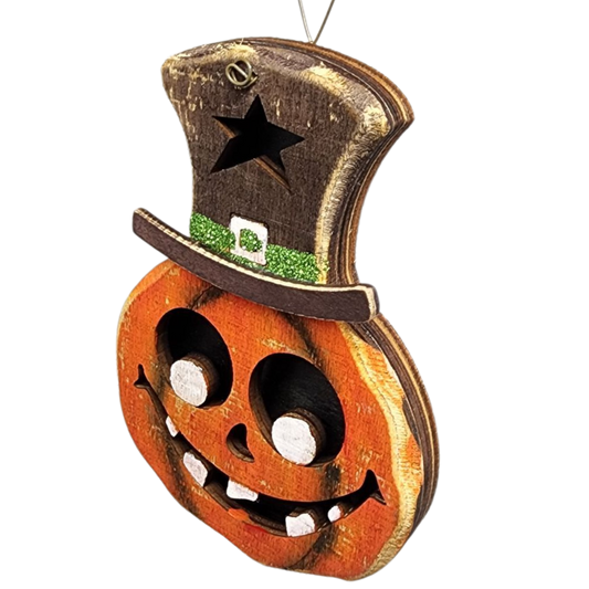 Cheerful Pumpkin Top Hat Ornament