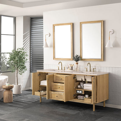 Laurent 72" Double Vanity Cabinet, Light Natural Oak