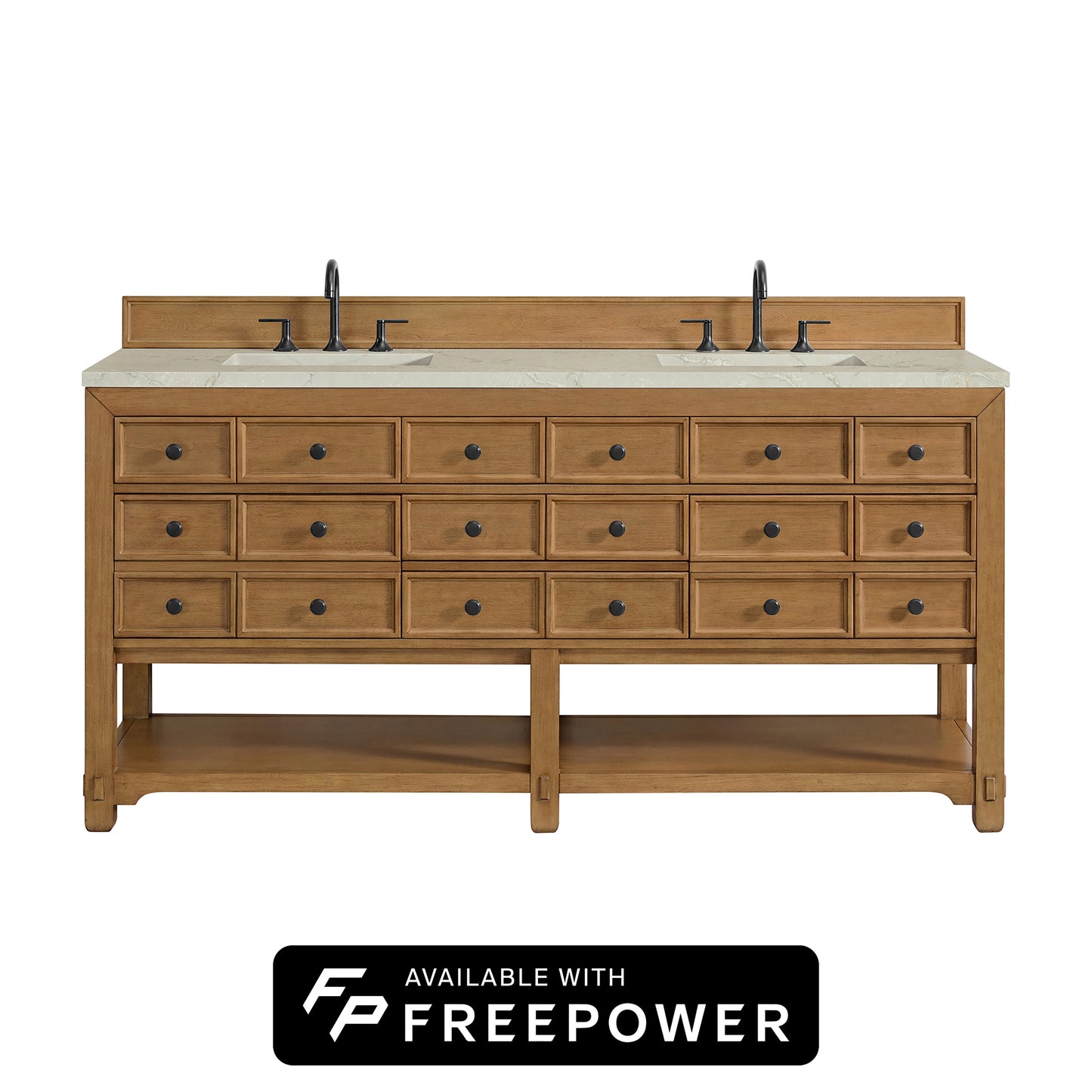 Malibu 72" Double Vanity Cabinet, Amber Birch