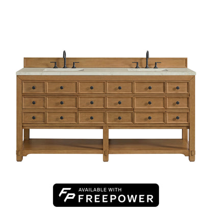 Malibu 72" Double Vanity Cabinet, Amber Birch