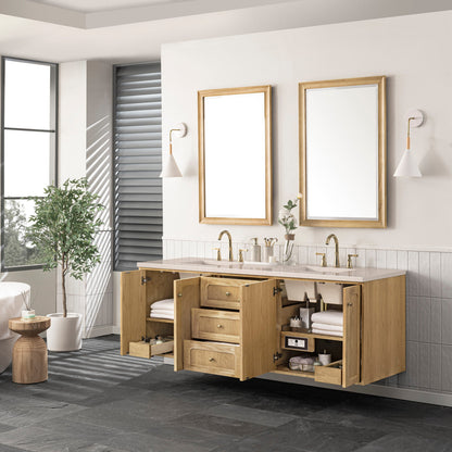 Laurent 72" Double Vanity Cabinet, Light Natural Oak