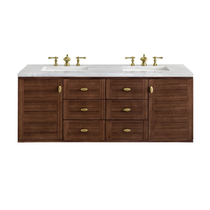 Amberly 60" Double Vanity Cabinet, Mid-Century Walnut