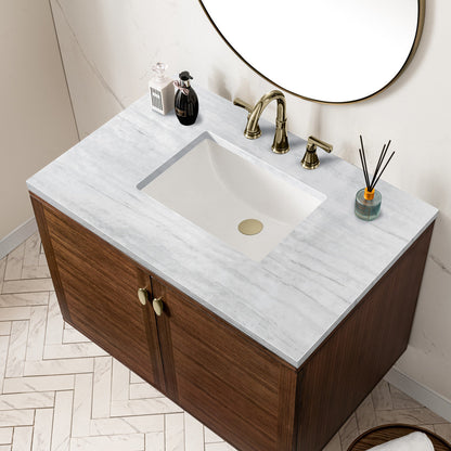 Amberly 36" Single Vanity Cabinet, Mid-Century Walnut