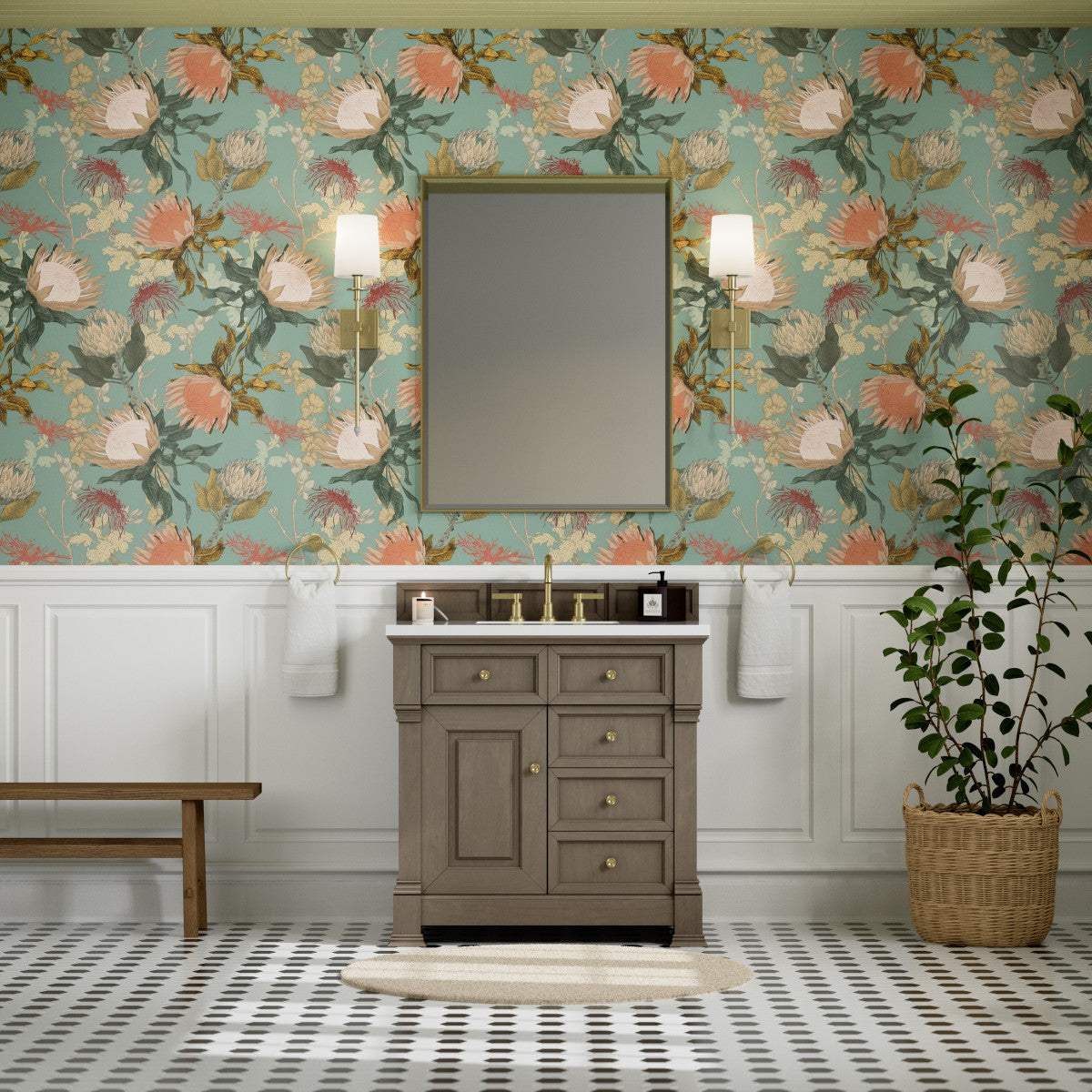 James Martin 547-V36 Brookfield 36” Single Vanity – Black Onyx / Honey Oak / Pearl Charcoal