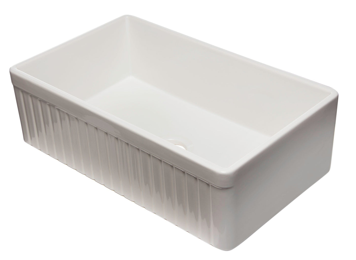 ALFI brand AB532 AB532-W 33" White Single Bowl Fluted Apron Fireclay Farm Sink