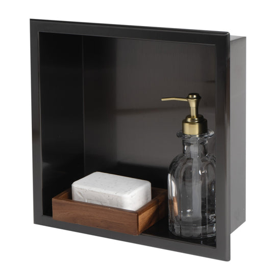 ALFI brand ABNP1212 12" x 12" Stainless Steel Square Single Shelf Shower Niche