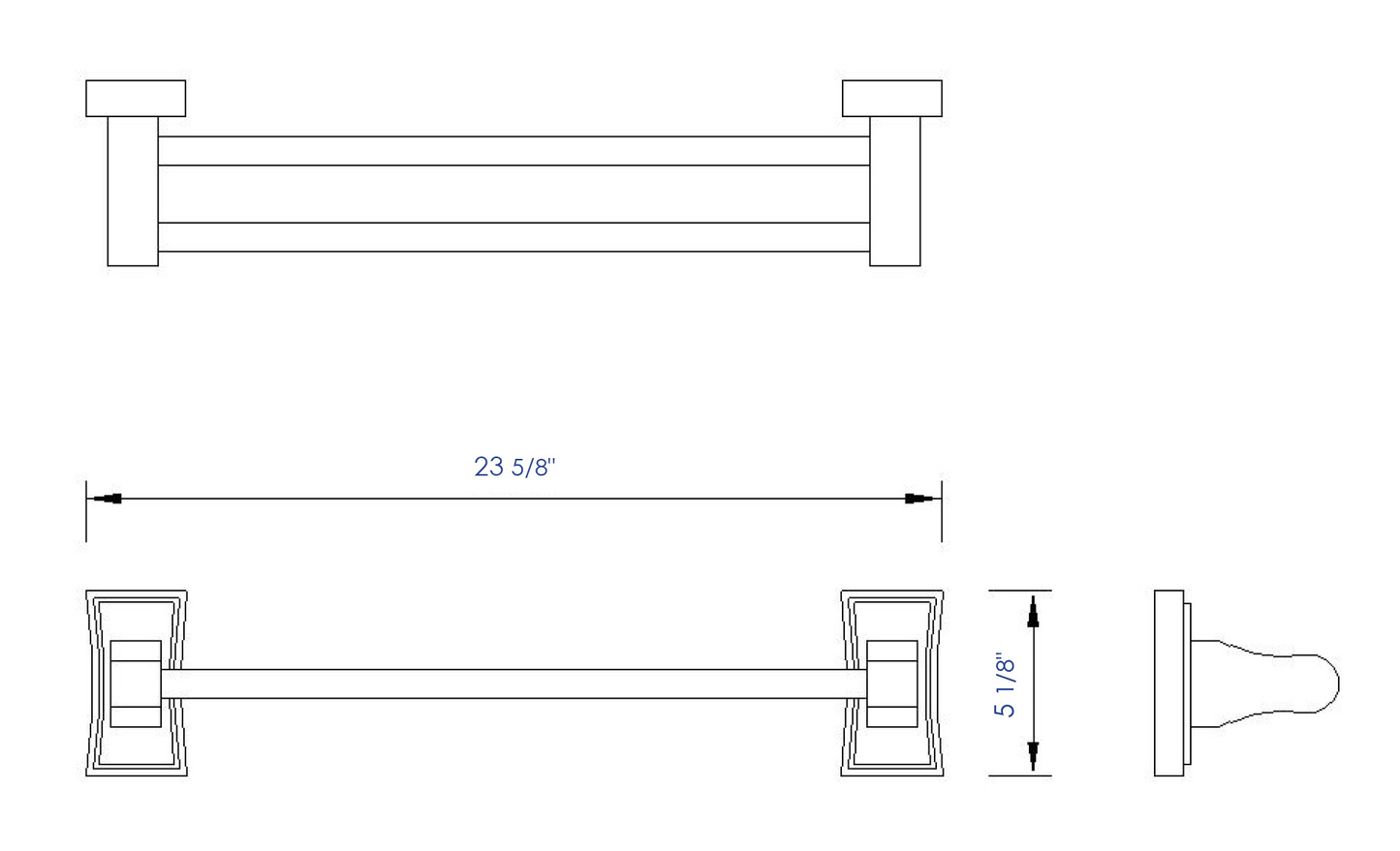 ALFI brand  AB5505 24" Double Rack Wooden Towel Bar Bathroom Accessory