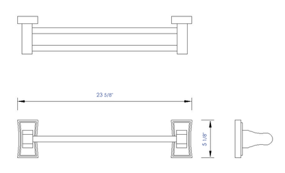ALFI brand  AB5505 24" Double Rack Wooden Towel Bar Bathroom Accessory