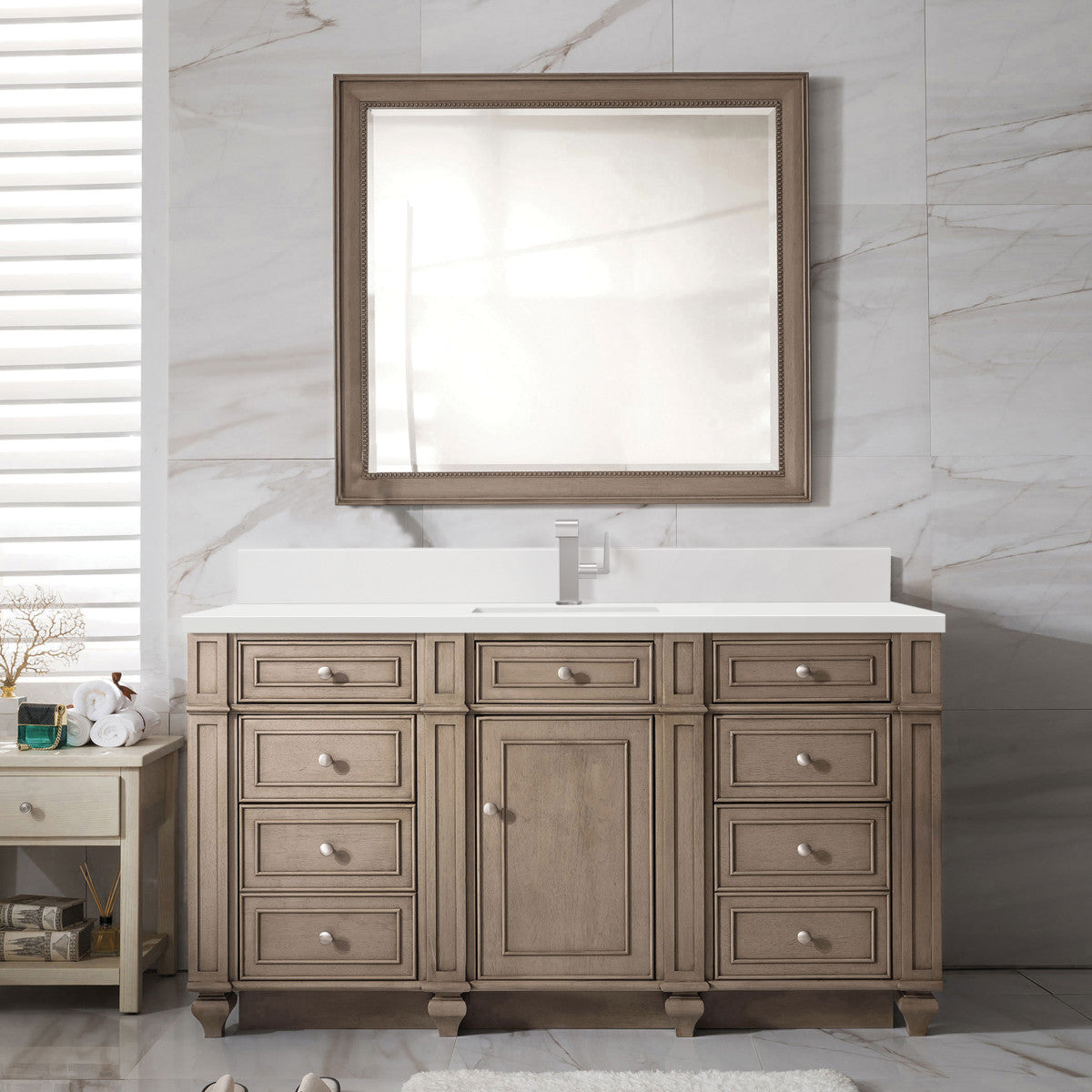 Bristol 60" Single Vanity Cabinet, Bright White