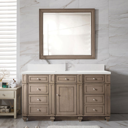 Bristol 60" Single Vanity Cabinet, Bright White