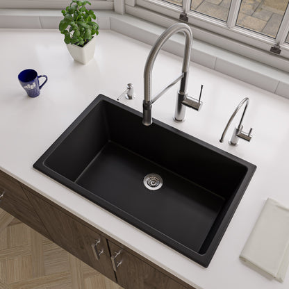 ALFI brand AB3018UD 30" x 18" Fireclay Undermount / Drop In Fireclay Kitchen Sink