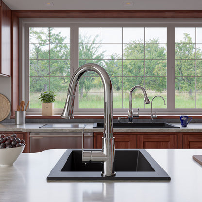 ALFI brand AB1720DI 17" Drop-In Rectangular Granite Composite Kitchen Prep Sink