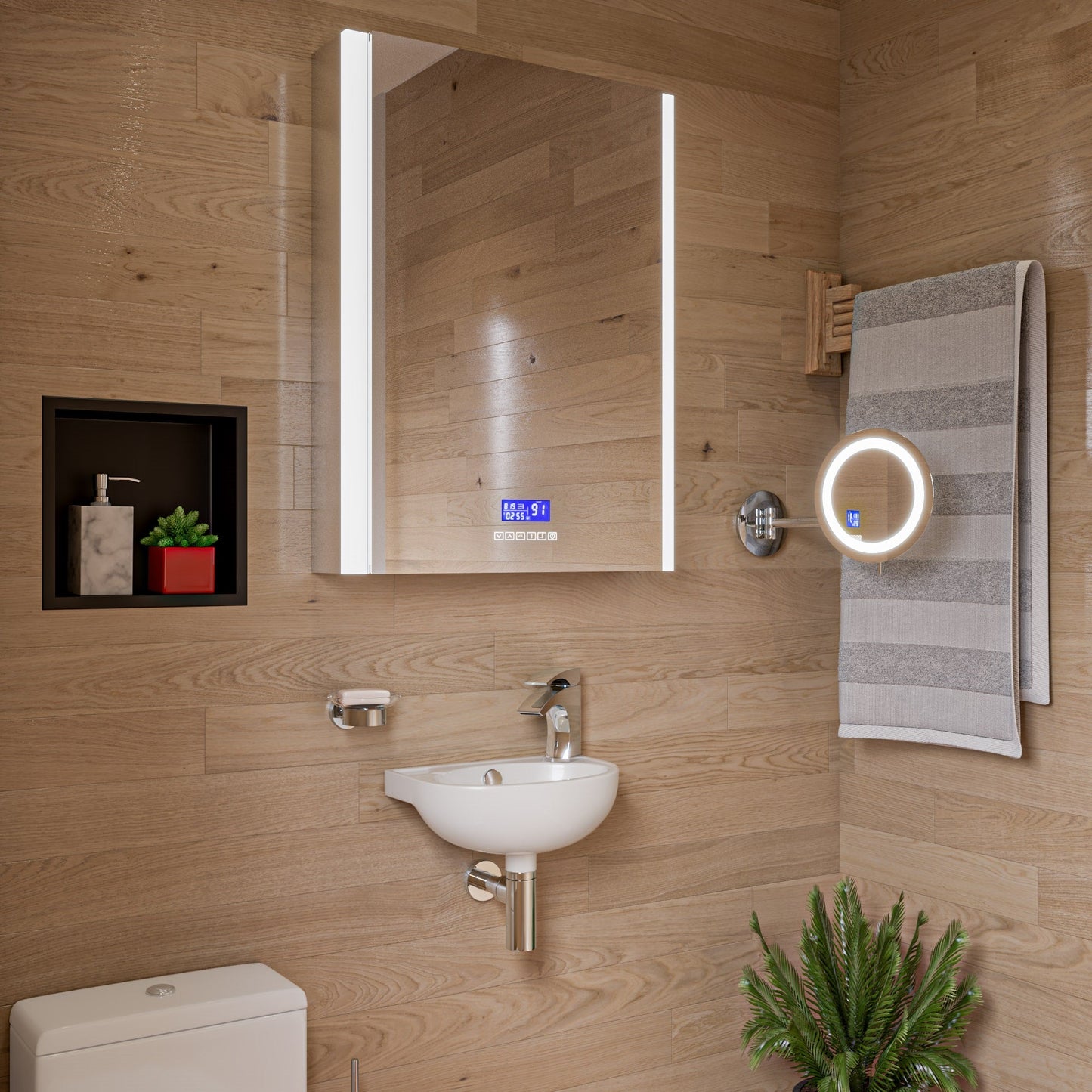 ALFI brand  AB5506 16" Triple Rack Wooden Towel Bar Bathroom Accessory