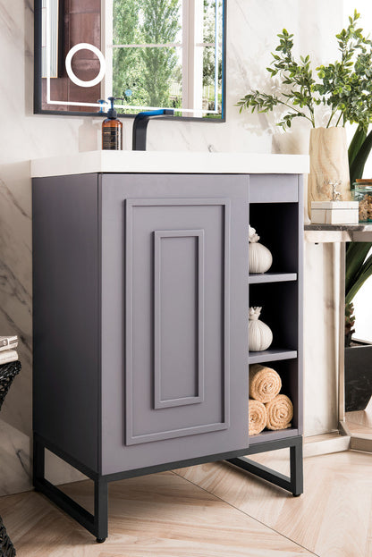 Alicante 24" Single Vanity with White Glossy Composite Stone Top