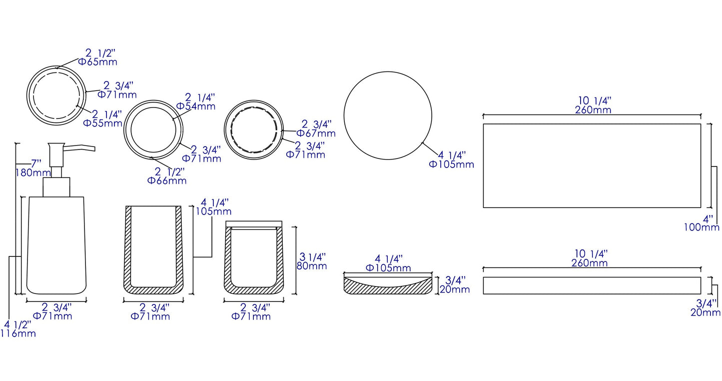 ALFI brand  ABCO1001 5 Piece Solid Concrete Gray Matte Bathroom Accessory Set