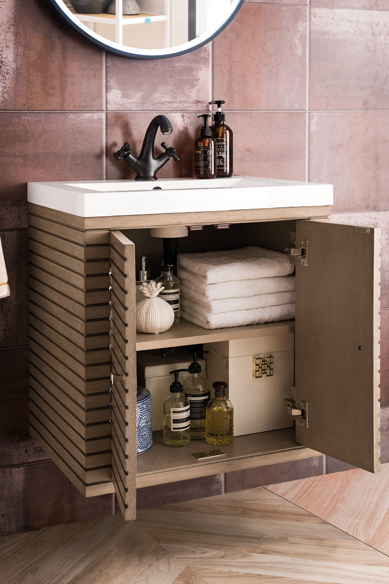Linden 24" Single Vanity with White Glossy Composite Stone Top