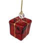 Blown Glass Present Ornament - Red