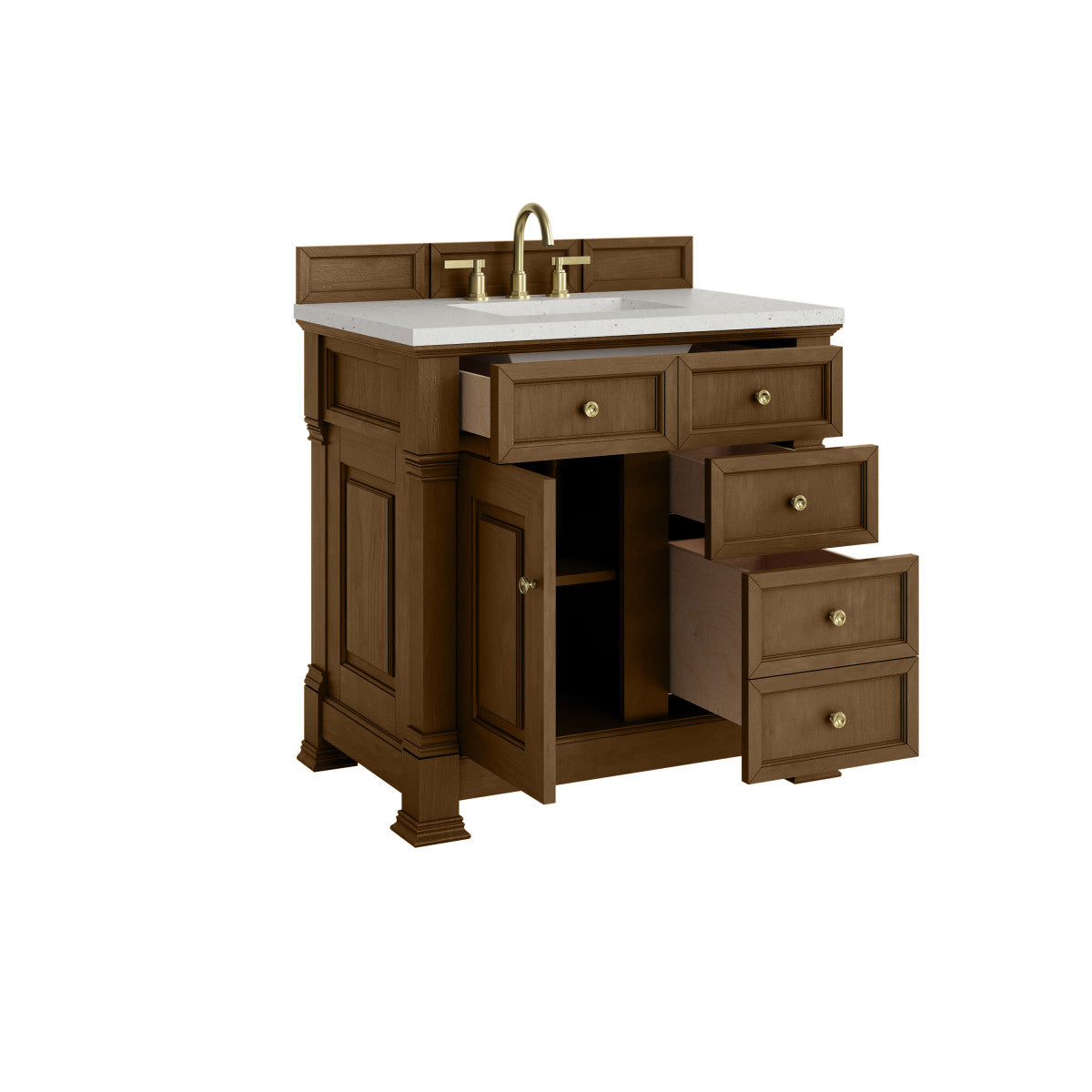 James Martin 547-V36 Brookfield 36” Single Vanity – Black Onyx / Honey Oak / Pearl Charcoal