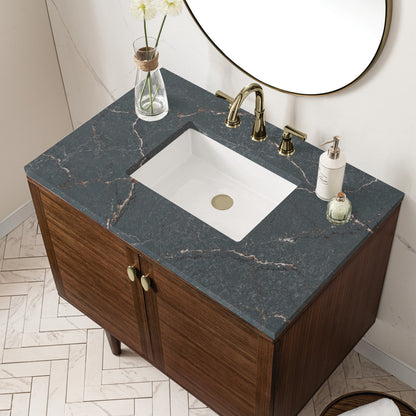 Amberly 36" Single Vanity Cabinet, Mid-Century Walnut