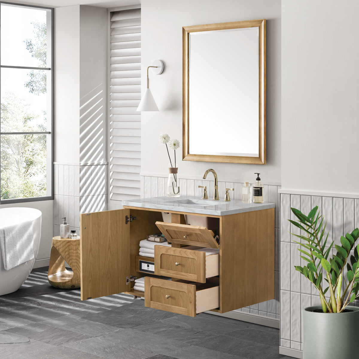 Laurent 36" Single Vanity Cabinet, Light Natural Oak