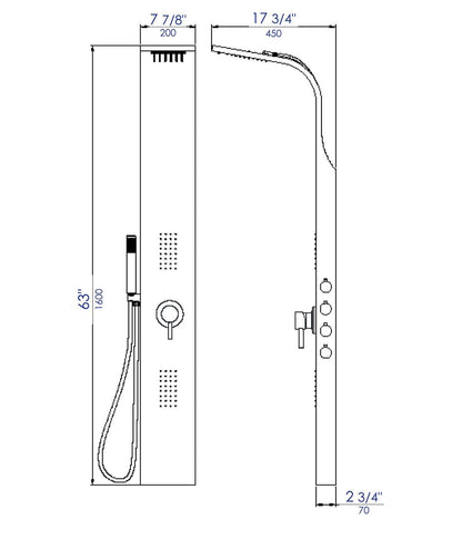 ALFI brand  ABSP30 Stainless Steel Shower Panel with 2 Body Sprays