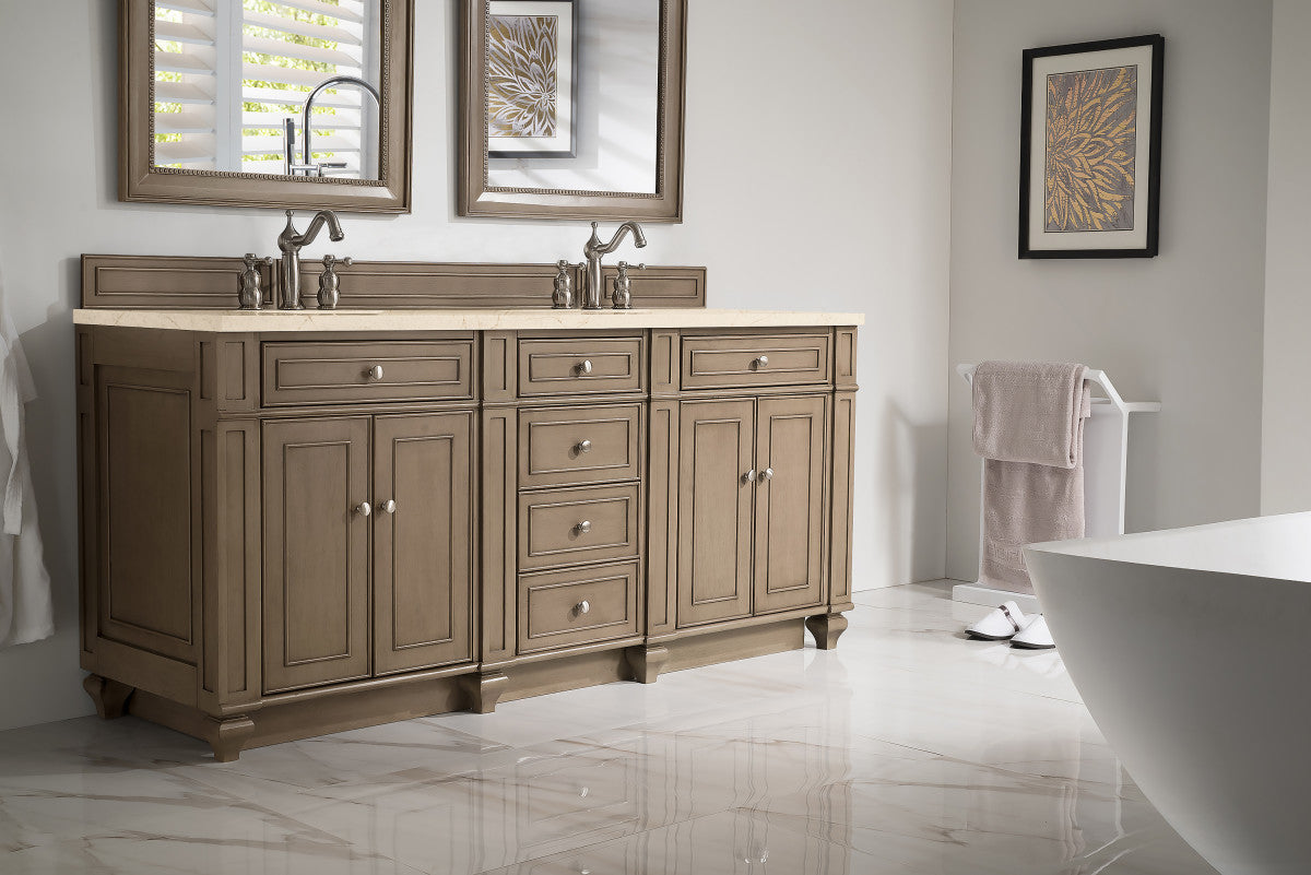 Bristol 72" Double Vanity Cabinet, Bright White