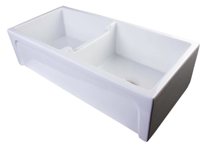 ALFI brand AB3918ARCH Arched Apron Thick Wall Fireclay Double Bowl Farm Sink