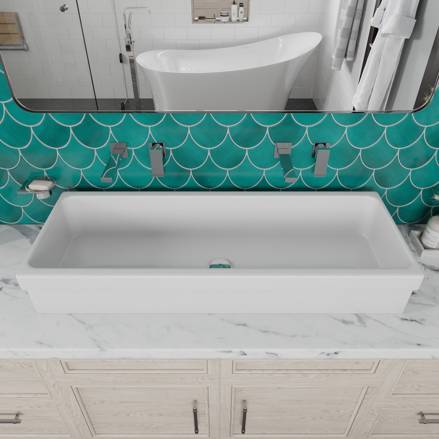 ALFI brand  AB48TR  48" White Above Mount Fireclay Bath Trough Sink