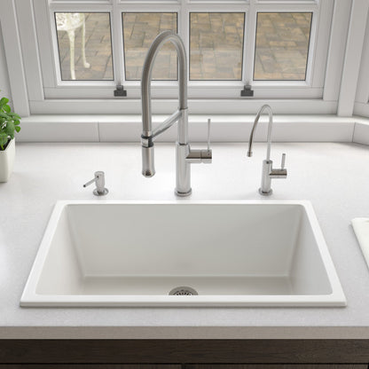ALFI brand AB3018UD 30" x 18" Fireclay Undermount / Drop In Fireclay Kitchen Sink