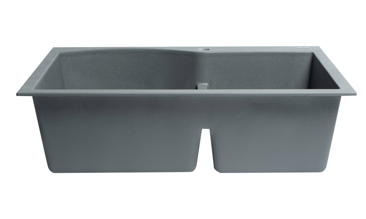 ALFI brand AB3320DI 33" Double Bowl Drop In Granite Composite Kitchen Sink