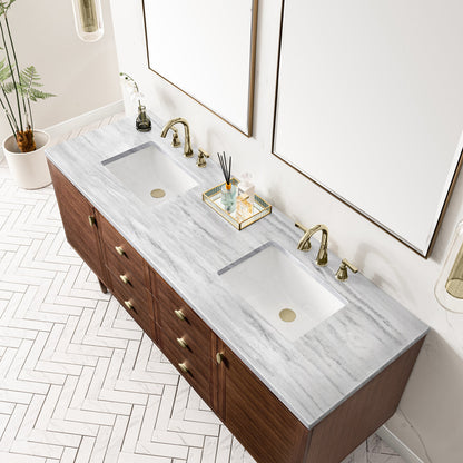 Amberly 72" Double Vanity Cabinet, Mid-Century Walnut