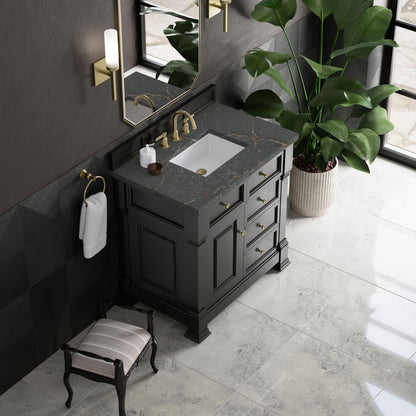 James Martin 547-V36 Brookfield 36” Single Vanity – Black Onyx / Honey Oak / Pearl Charcoal