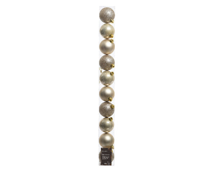Elegant Assorted Shatterproof Ornaments - Set of 10 - Pearl