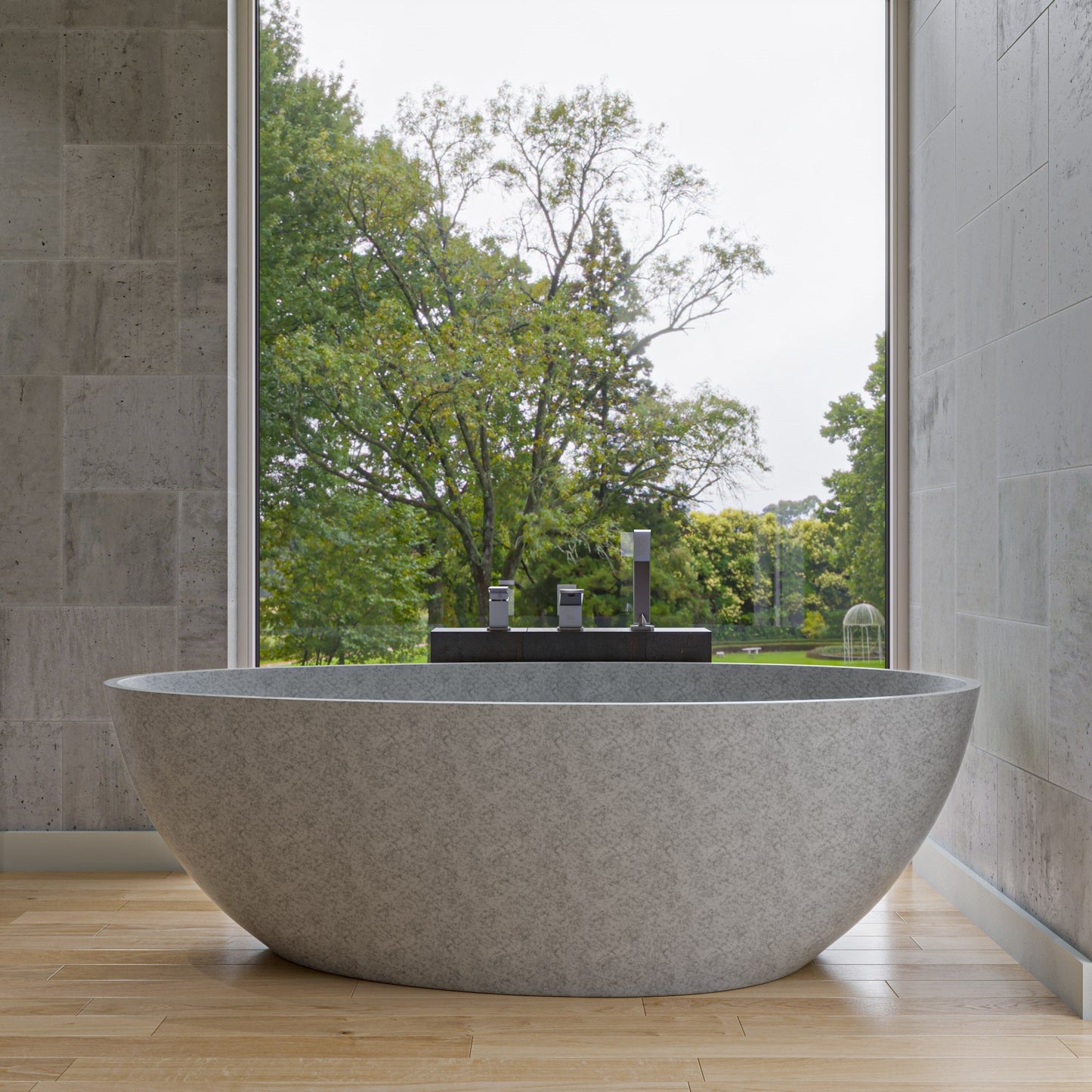 ALFI brand  ABCO72TUB 72" Solid Concrete Tear Drop Freestanding Bathtub