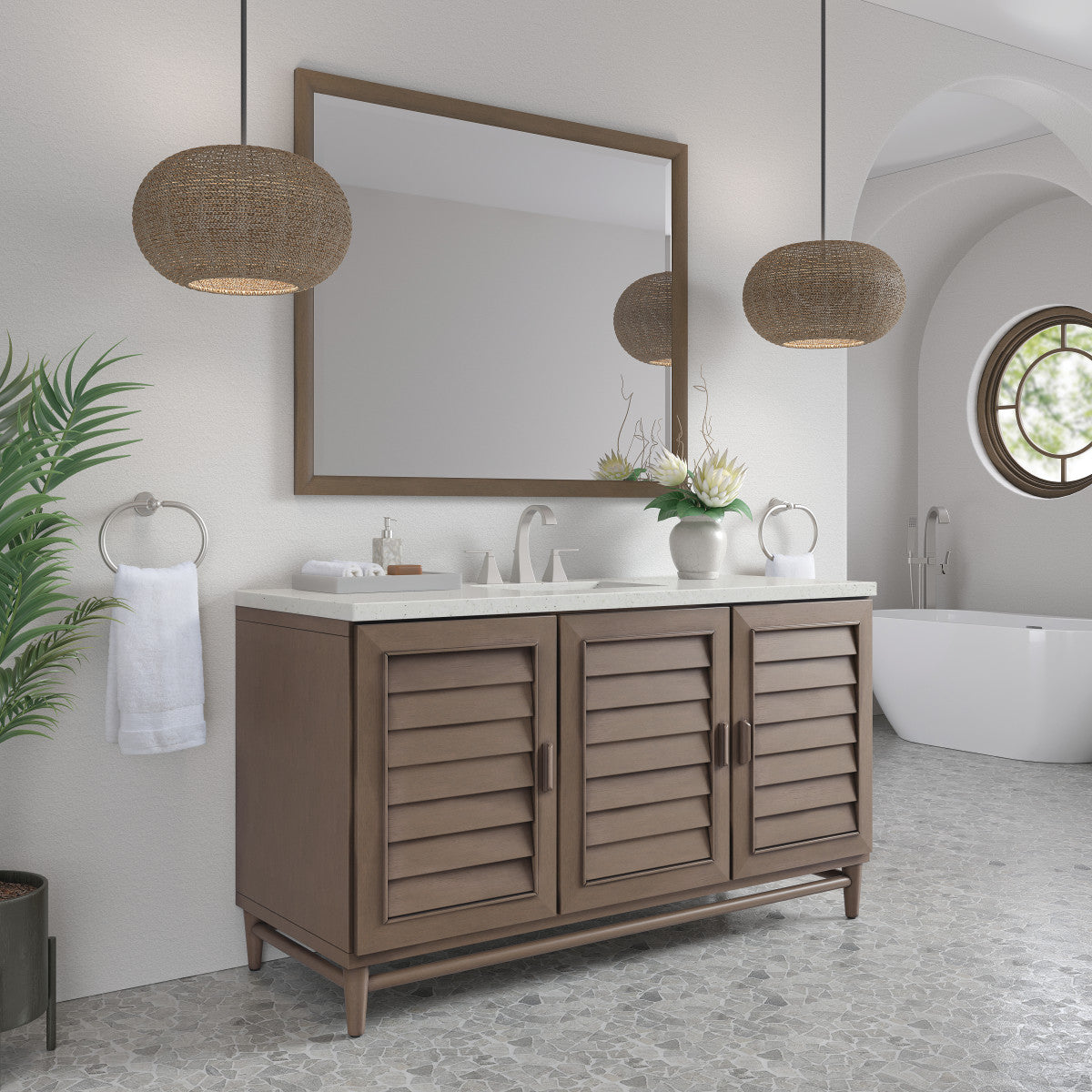 Portland 60" Single Vanity Cabinet, Whitewashed Walnut