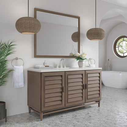 Portland 60" Single Vanity Cabinet, Whitewashed Walnut