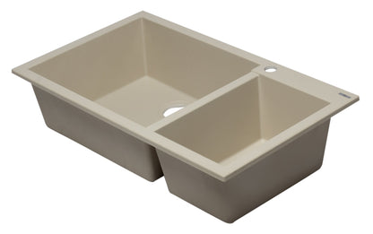 ALFI brand AB3319DI 34" Double Bowl Drop In Granite Composite Kitchen Sink