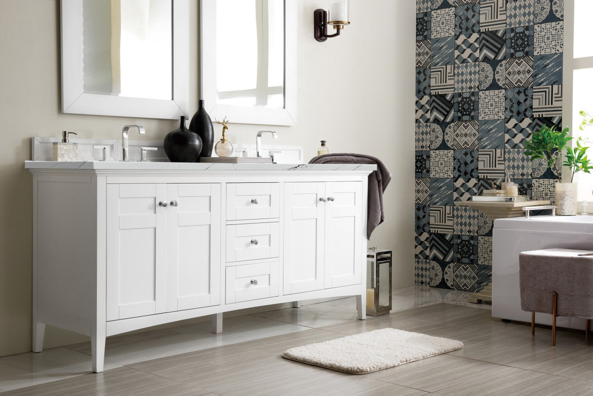 Palisades 72" Double Vanity Cabinet, Bright White