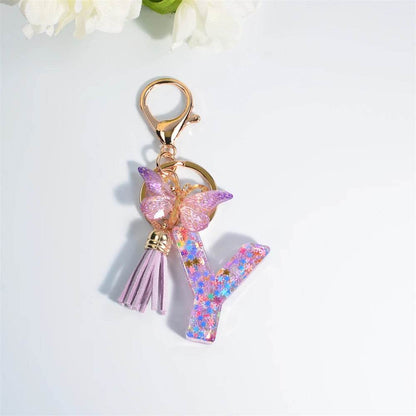 A–Z Personalized Butterfly Tassel Keychain – Custom Initial Gift for Women